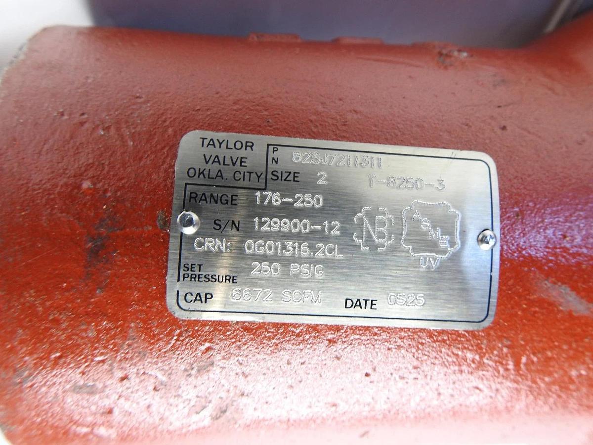Taylor T-8250-3 2" Relief Valve 176-250 Range, OG01316.2CL 825J7211311 T 8250