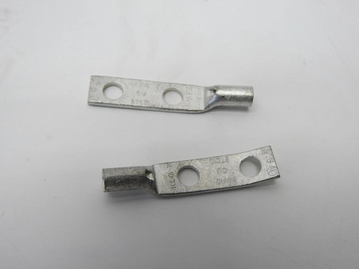 100/Box - Burndy YAV102TC10 Cu Compression Lugs 2-Hole #10 Stud 14-10AWG 518204