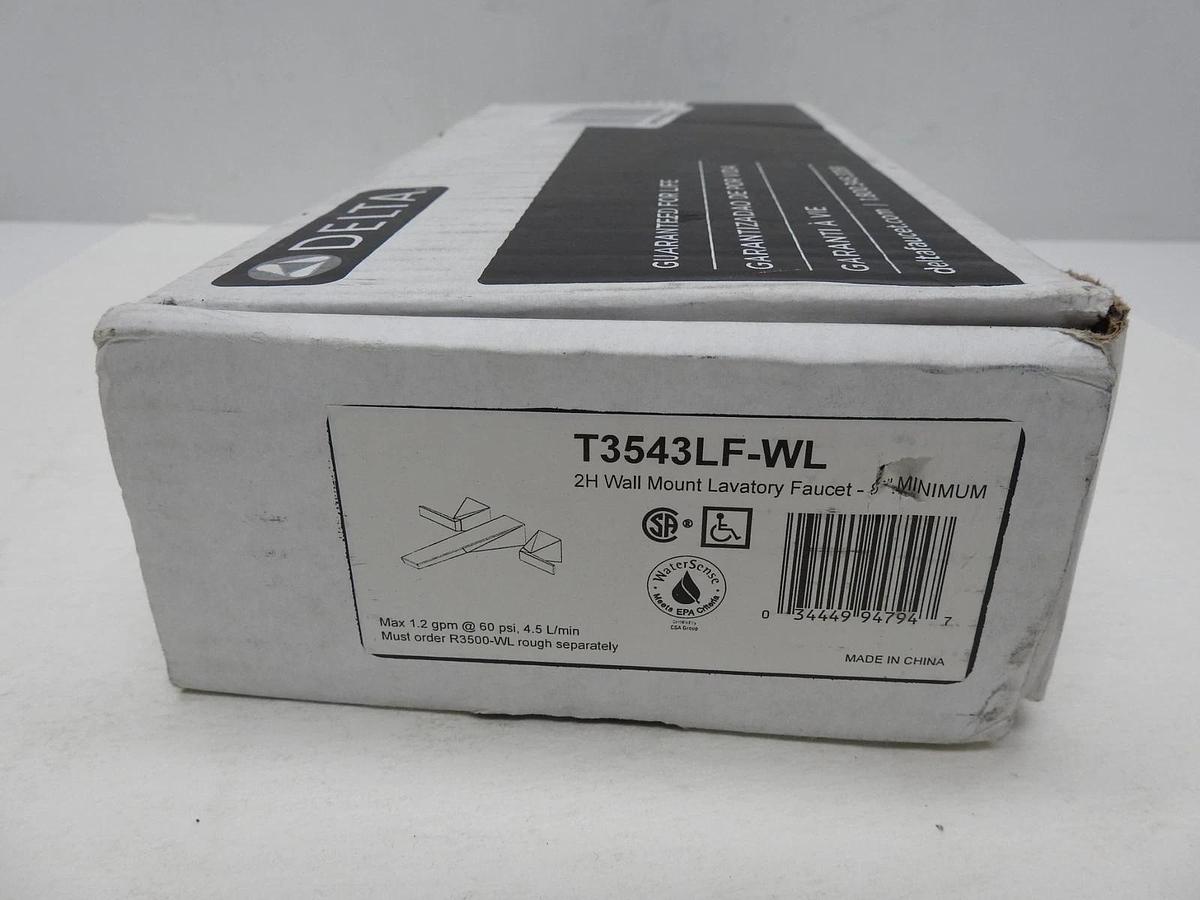 Delta T3543LF Trillian Two-Handle Wall-Mount Bathroom Faucet CHROME - NOB NEW!