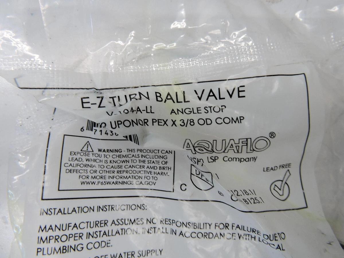 (22) - Aquaflo 3/8 x 1/2 in. Compression x F1807 Lever Angle Supply Stop Valve
