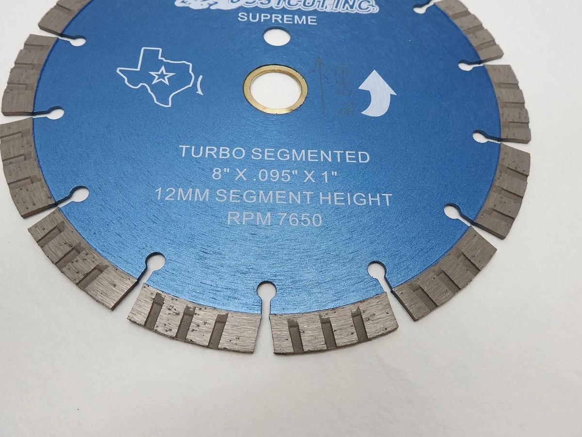 Just Cut inc Supreme Turbo Segmented 8"x.095"x 1" 12MM Segment Height Sintered