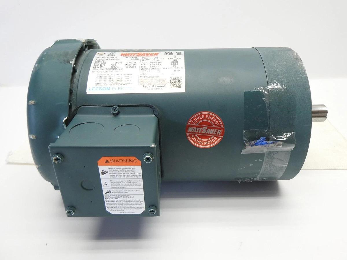 Leeson 121066.00 WATTSAVER Electric Motor 1.5 HP, 1750 Rpm, 3PH, 230/460 Volt