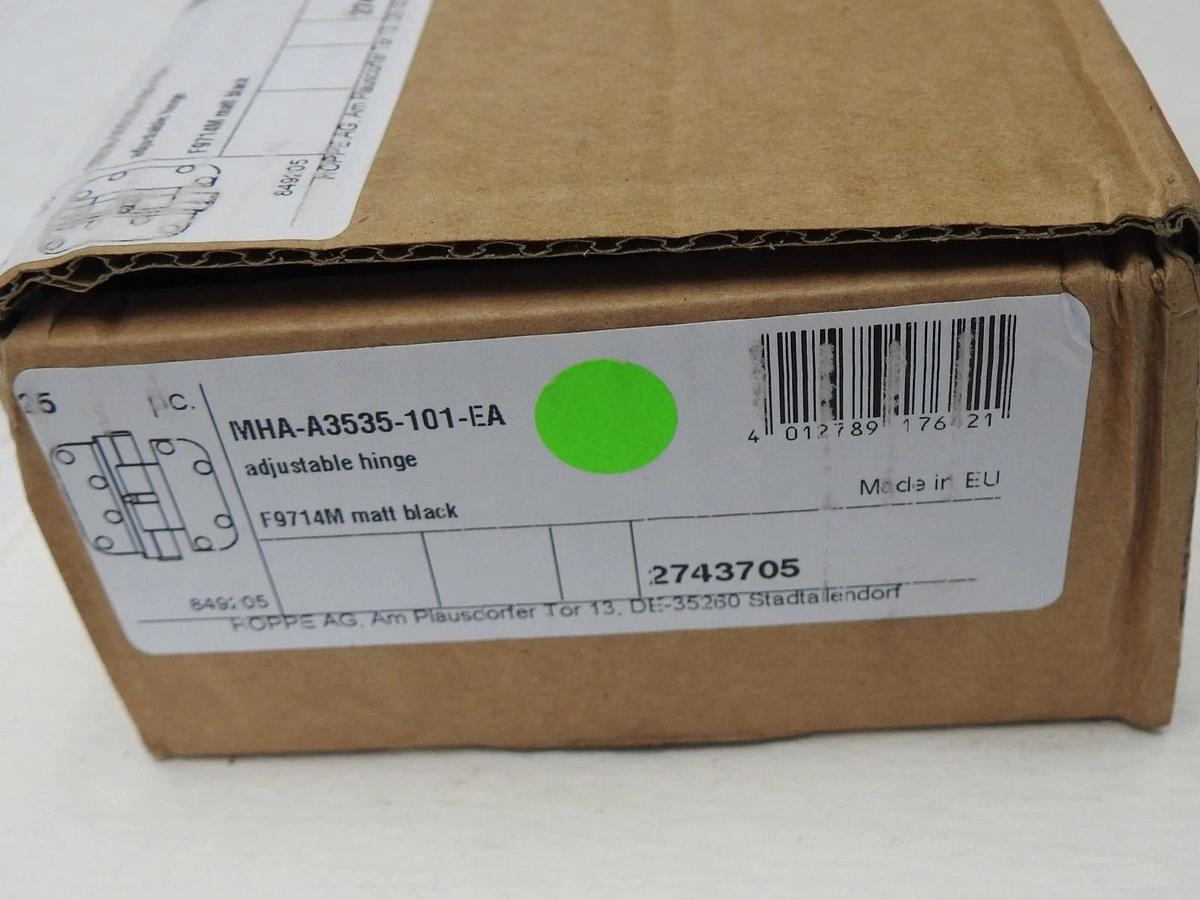 HOPPE F9714 / F9714M Matt Black Adjustable Hinge MHA-A3535-101 (25/Box) - NEW!