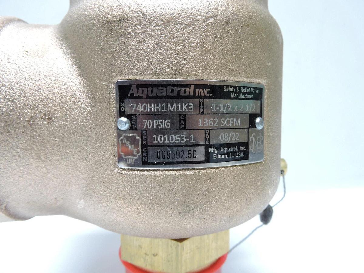 Aquatrol 740 1-1/2 x 2-1/2, 70 PSIG 1362 SCFM Safety Relief Valve - NOB NEW!