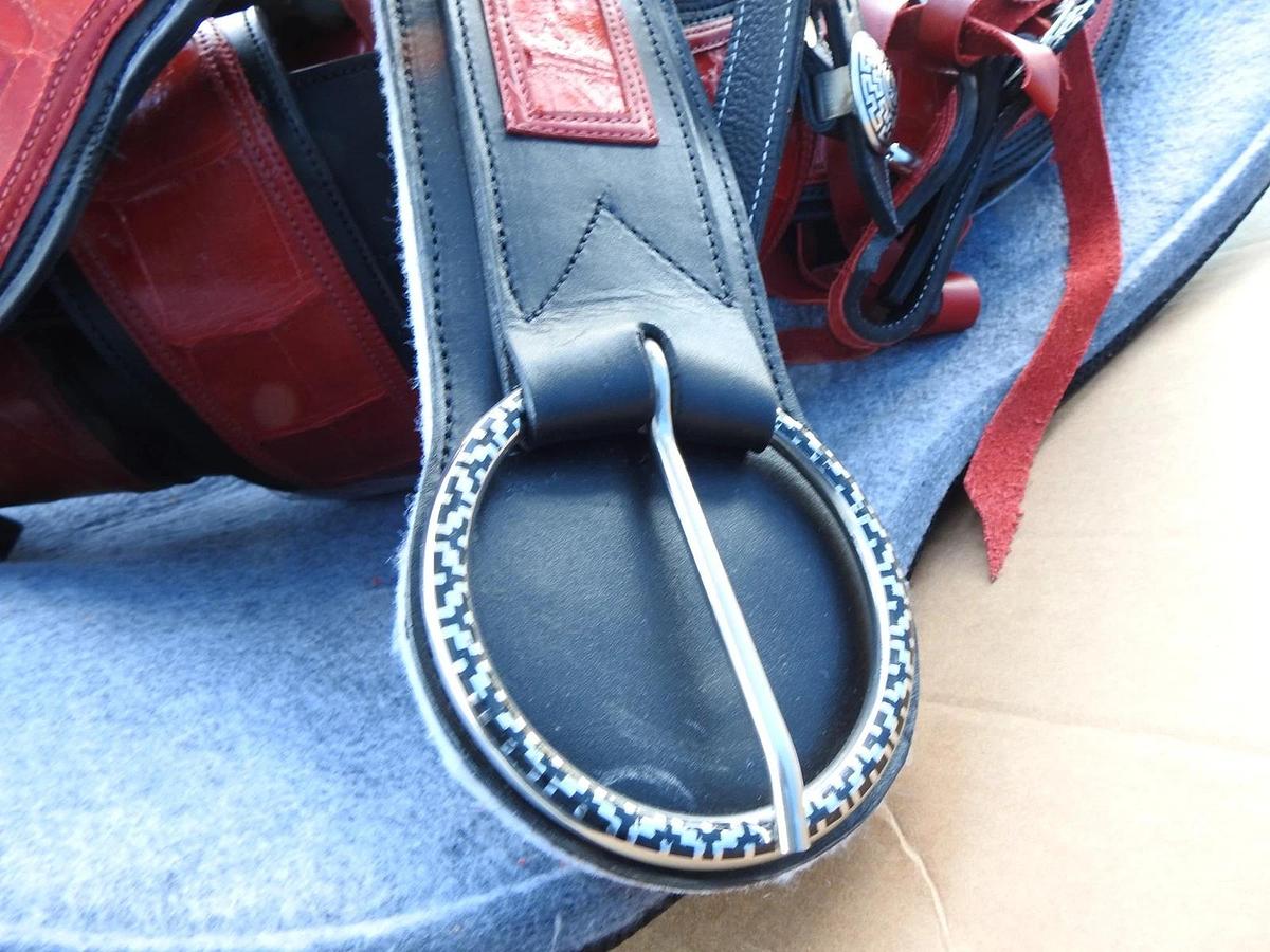 Alpha Cimarron Red Saddle Show Saddle FANCY Red/Black