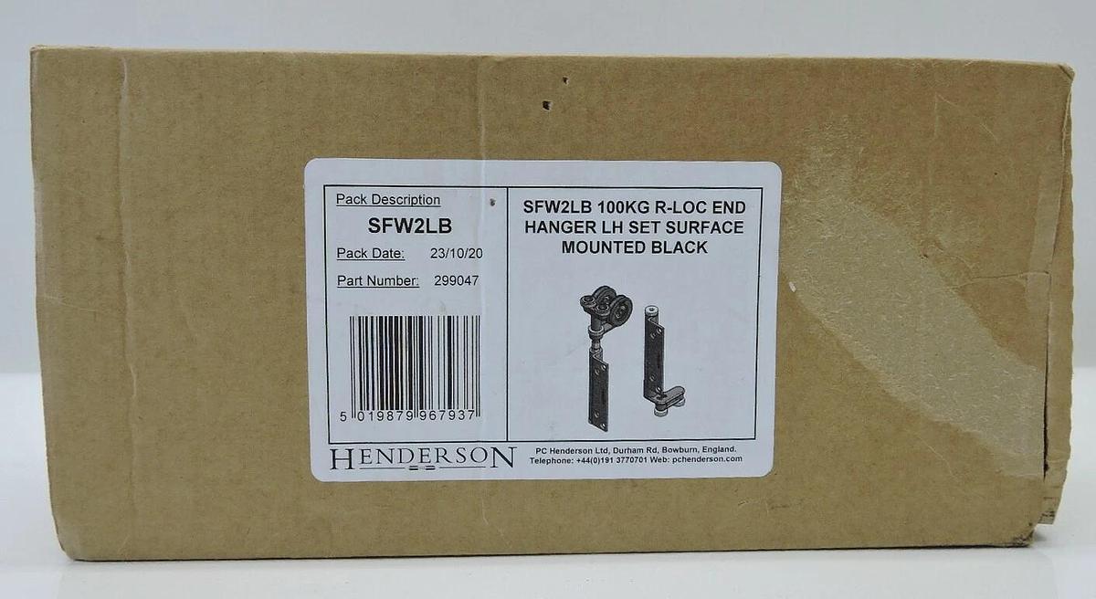 Henderson SFW2 100KG R-LOC End Hangar LH Set Surface Mounted (BLACK) SFW2LB NEW