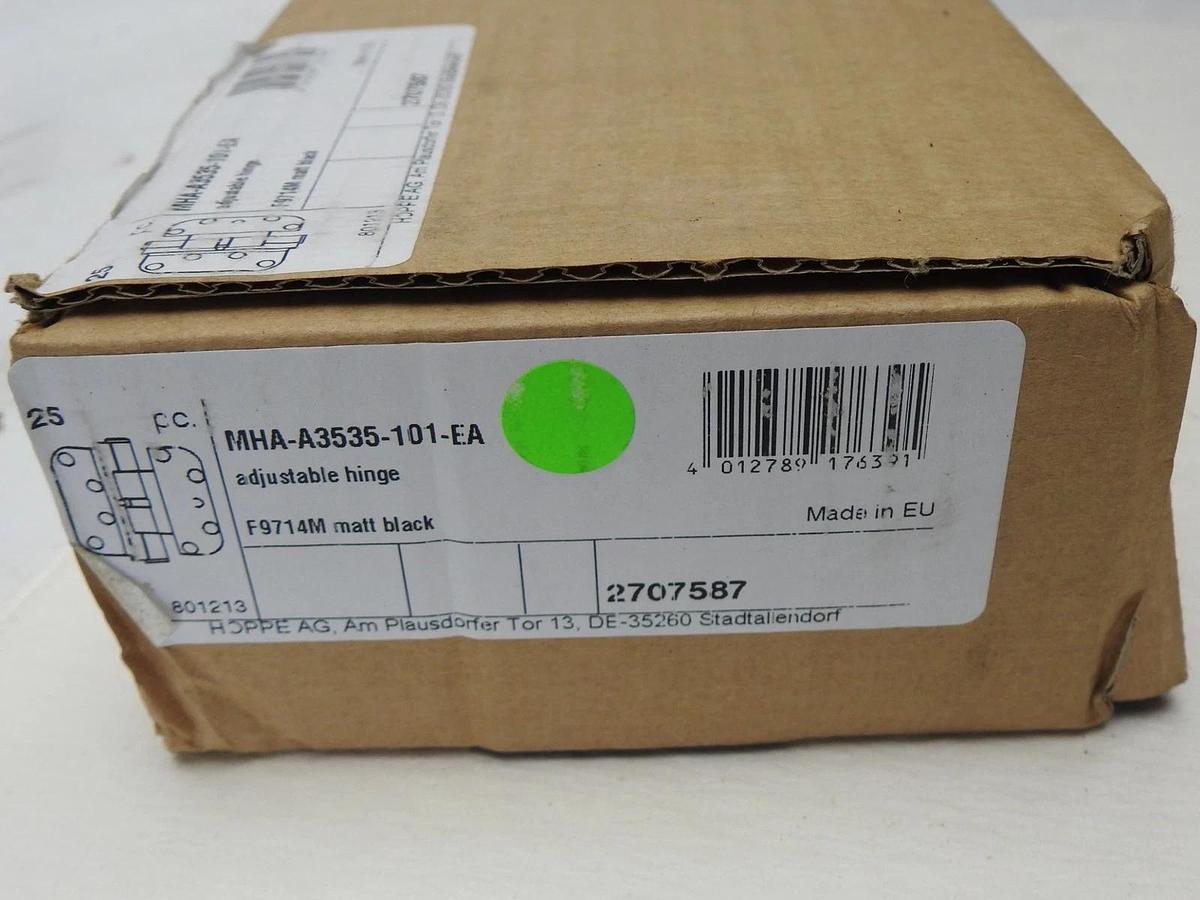 HOPPE F9714M / F9714 Matt Black Adjustable Hinge MHA-A3535-101 (25/Box) - NEW!