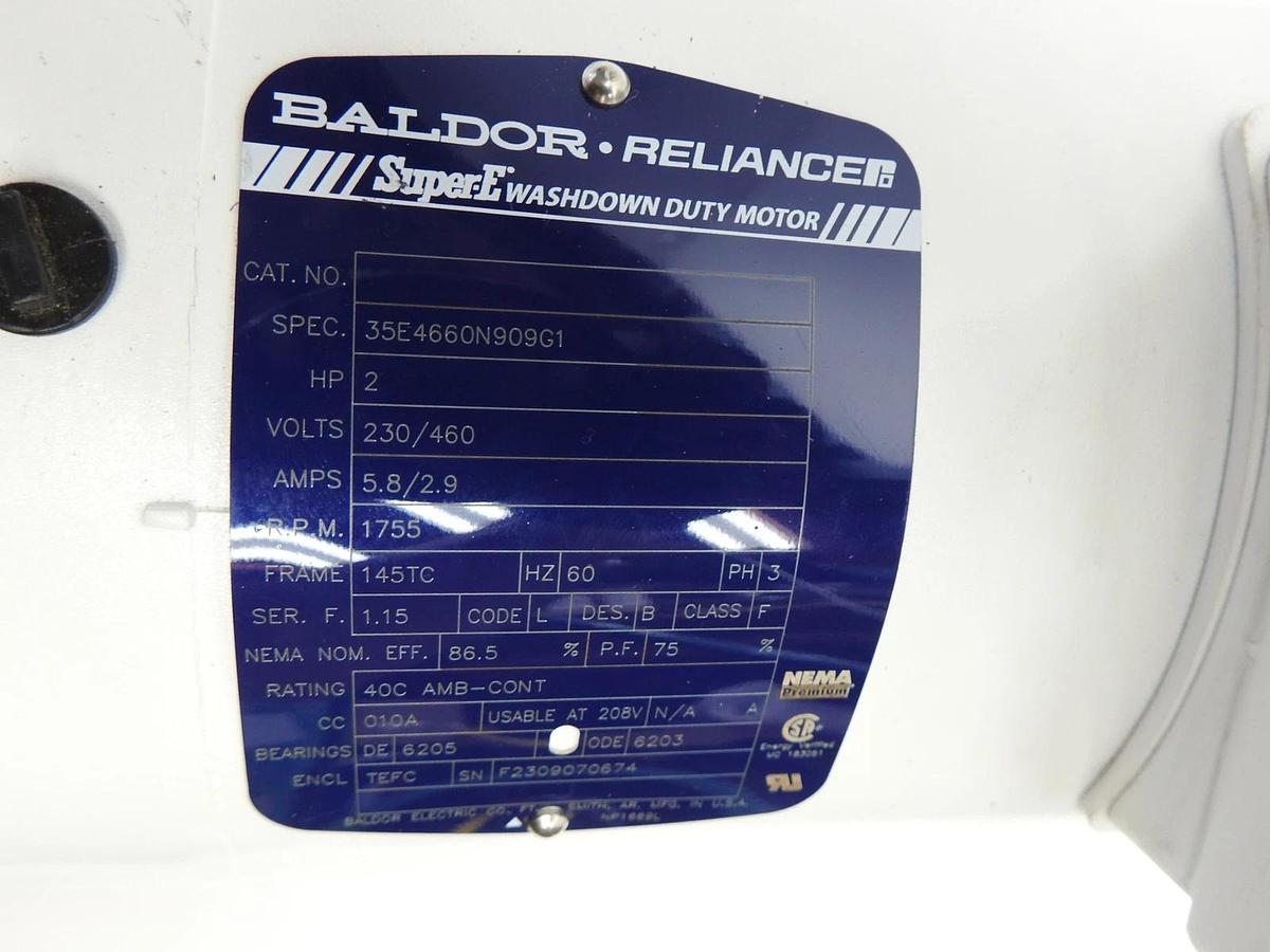 Baldor SuperE Washdown Motor 2HP, w/ 50BK0300B01 DBEC-10-MA-230 CLUTCH 031916
