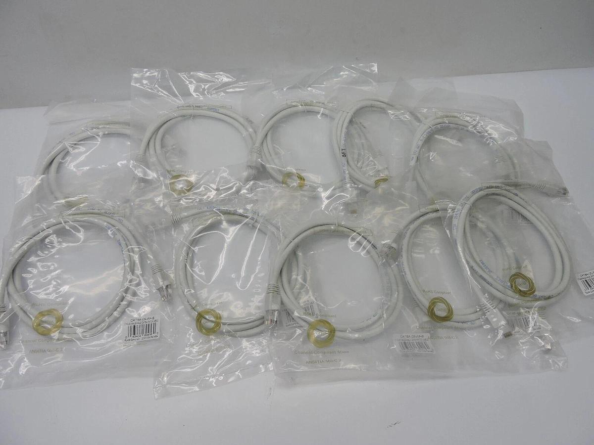 (10 PACK) CAT6A Male/Male RJ45 Patch Cable 5', 4 Pair UTP Patch Cable (WHITE)