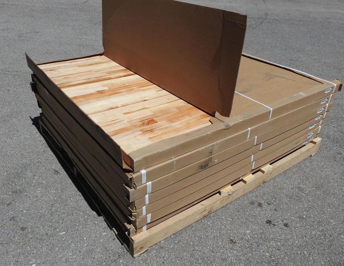 Lot of 7-Butcher Block Bench CounterTop MAPLE 2-1/4" THICK 4-Student 64"L x 54"W