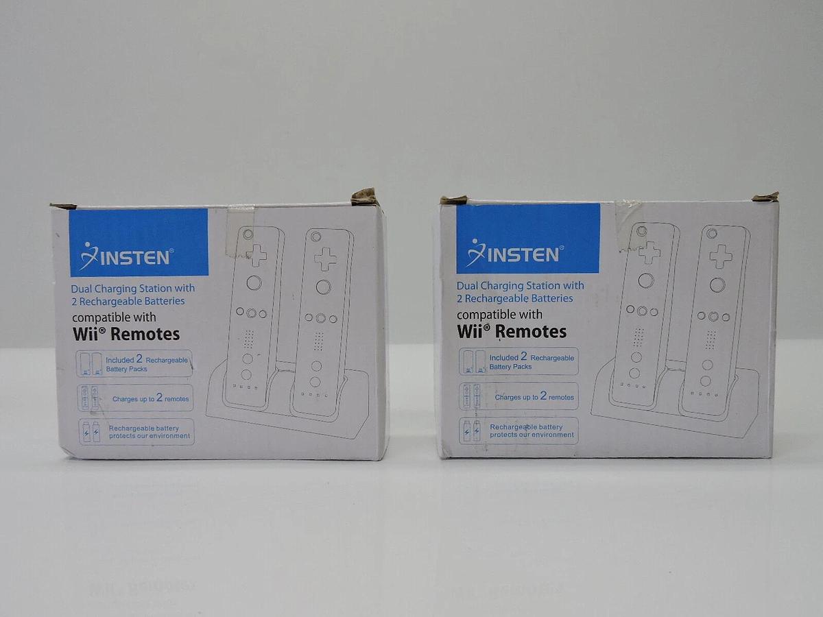 (2) Insten Dual Charger Charging Dock Station + 2 Battery For Wii / Wii U Remote