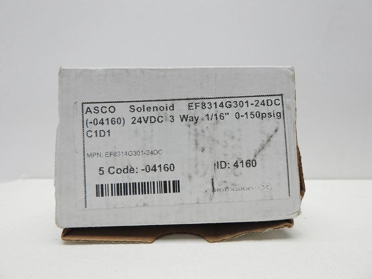 Asco EF8314G301 Solenoid Valve Coil 24VDC 1/4" NPT 3-Way Stainless Steel - NEW!