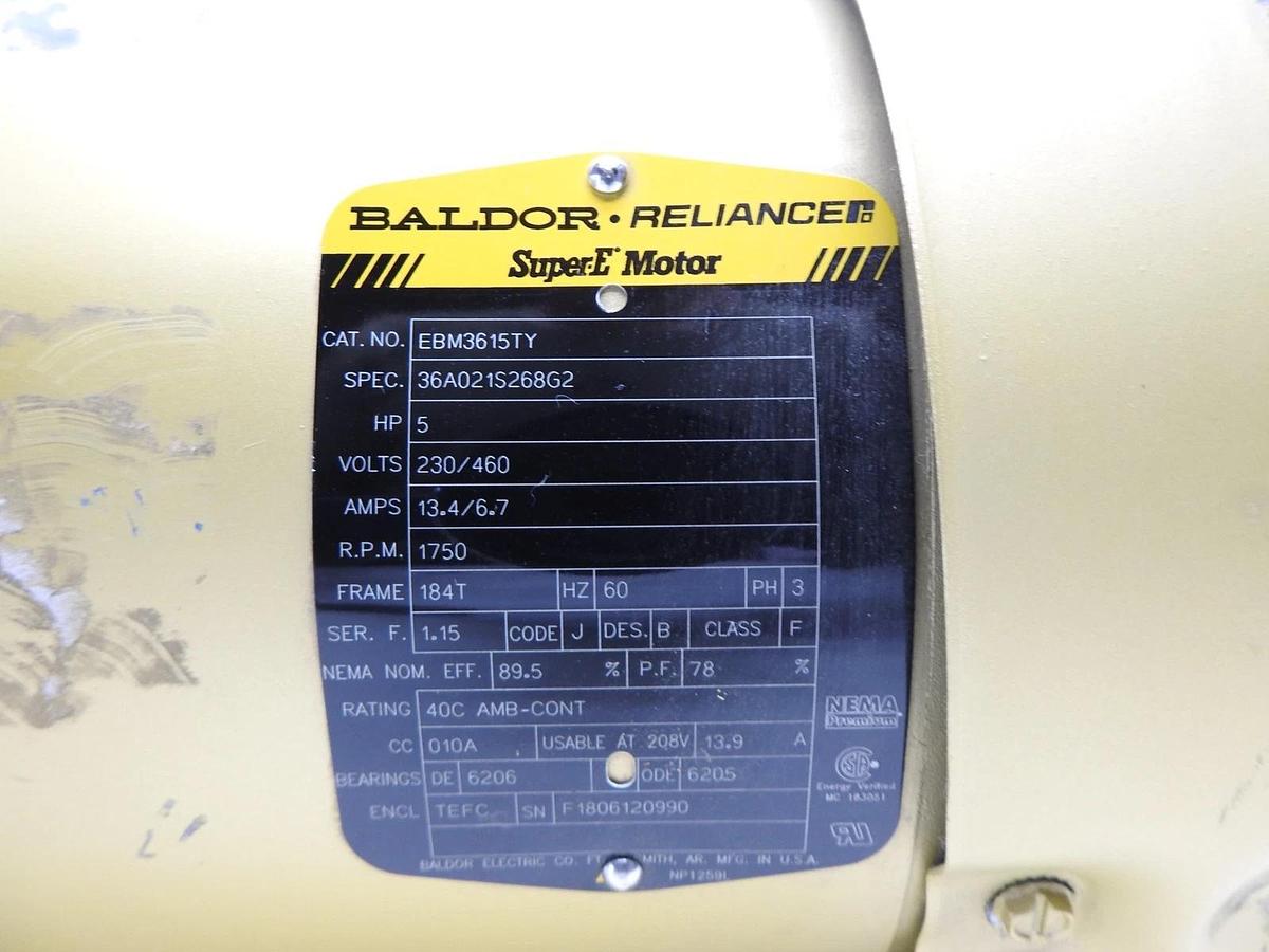 Baldor EBM3615T w/ Stearns 76BK6100DQF Electronic Clutch