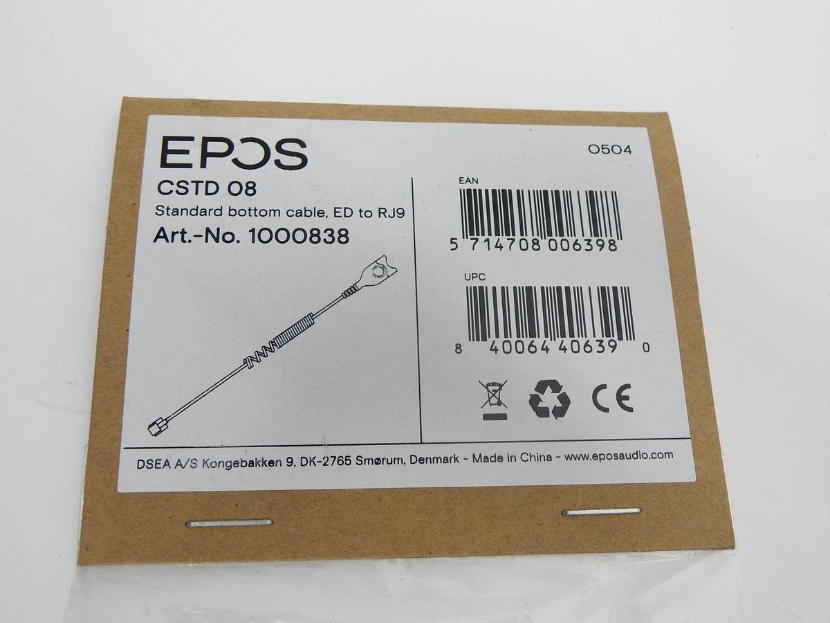 EPOS 1000838 CSTD08 Standard Bottom Headset Connection Cable ED to RJ9 - NEW!