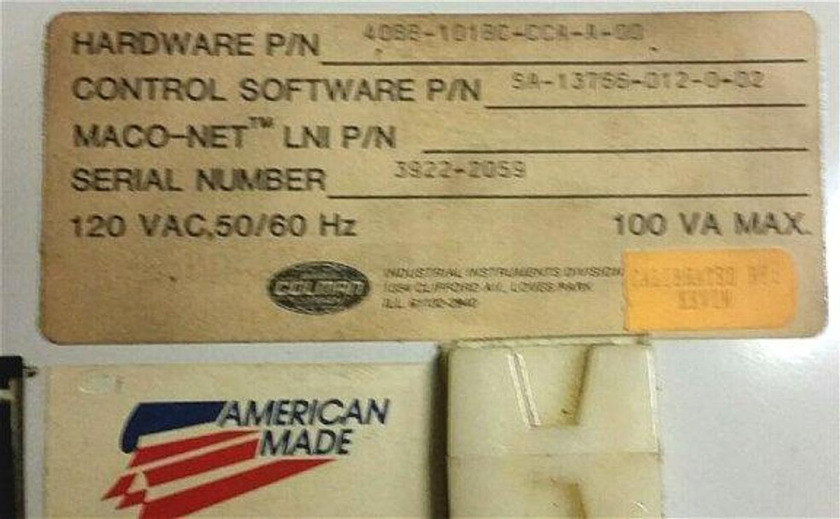 Used Barber Coleman MACO 4000 Sys. Status Pnl