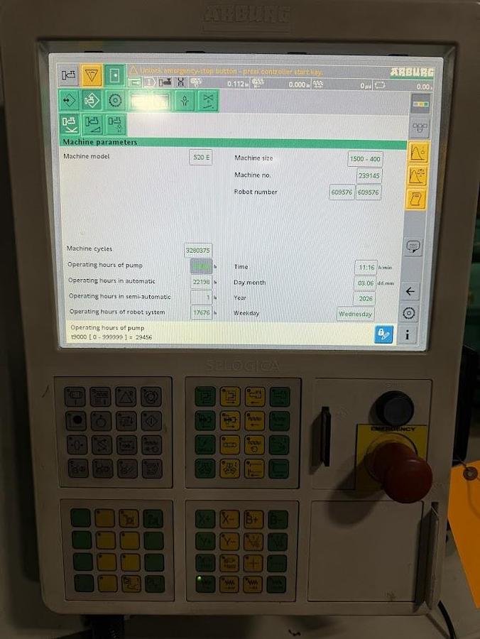 Used 165 TON ARBURG INJECTION MOLDING MACHINE, ALL ELECTRIC, YEAR 2017