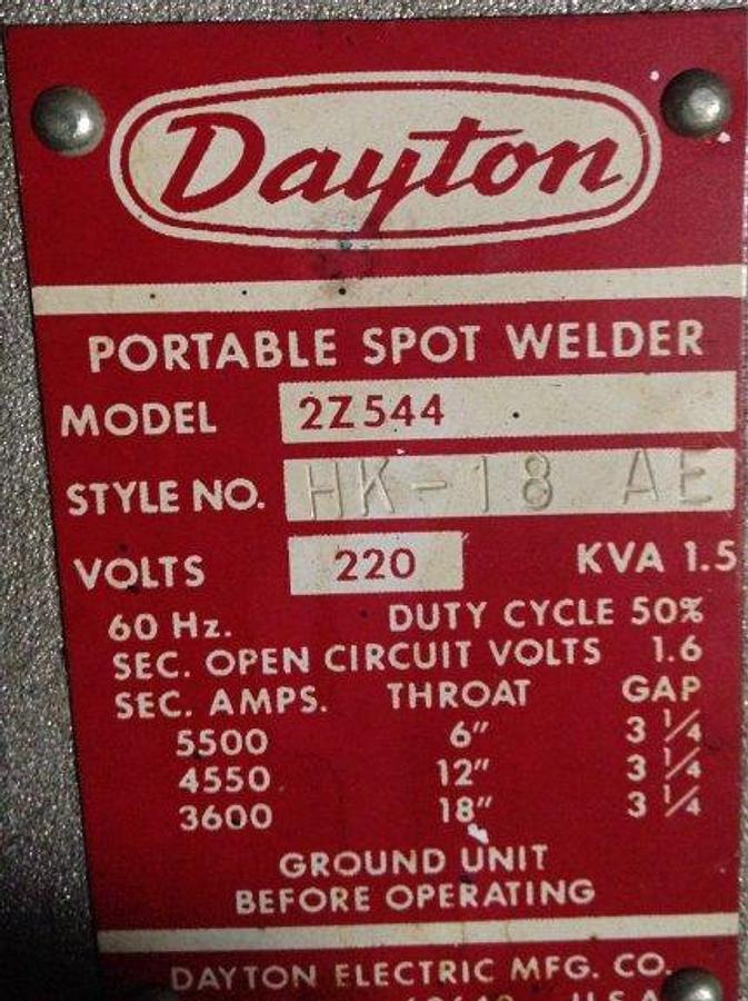 Used Dayton Portable Spot Welder