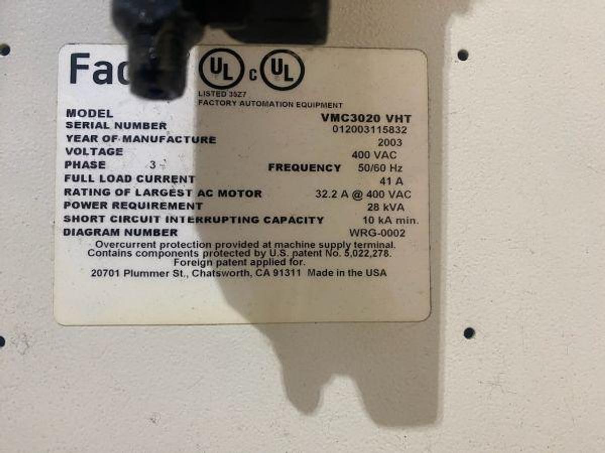 Used Fadal VMC3020VHT Vertical Machining Center