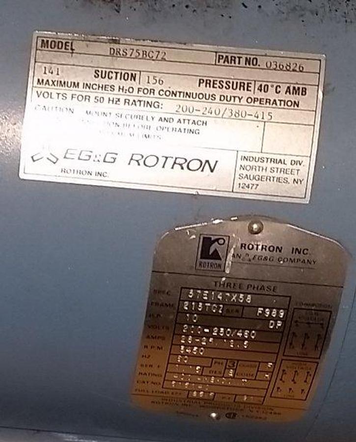 Used Rotron 10 HP Blower