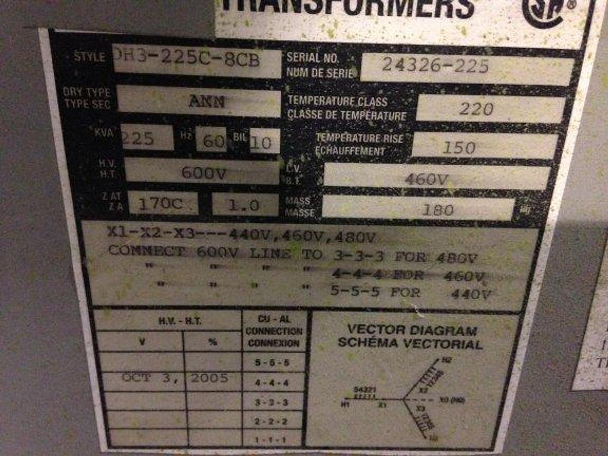 Used JVC 225 KVA Transformer