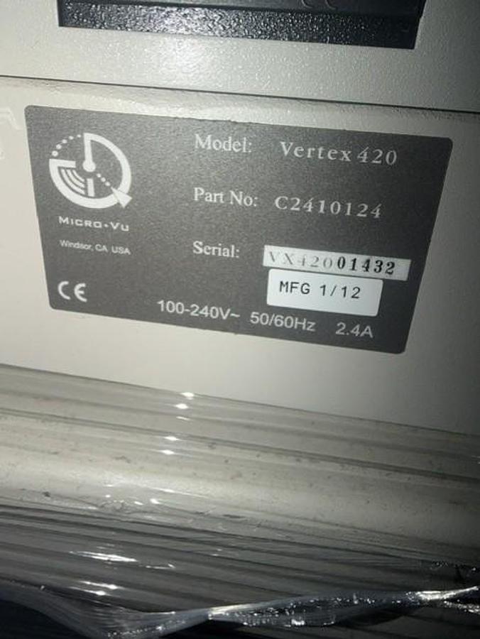 Used Micro Vu Vertex 420 Optical Vision System