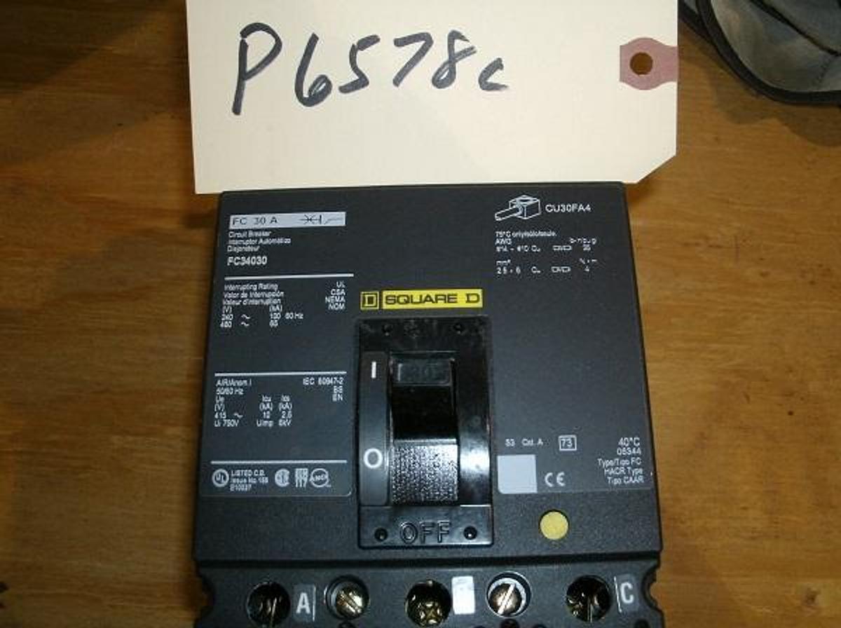 Used Square D 30 AMP Circuit Breaker 240-480V