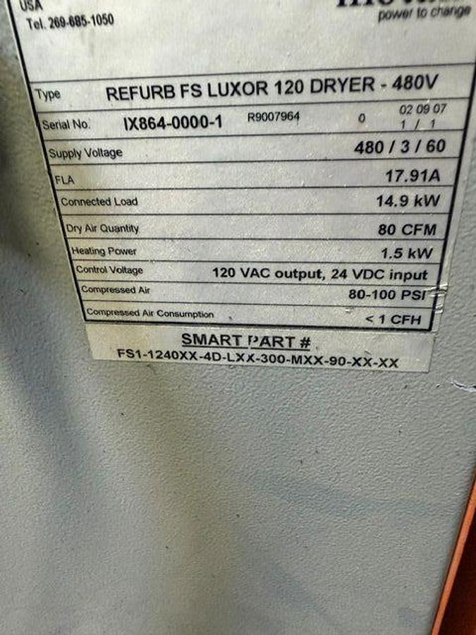 Used Motan Luxor 120 Dryer w/250 lb Hopper on cart