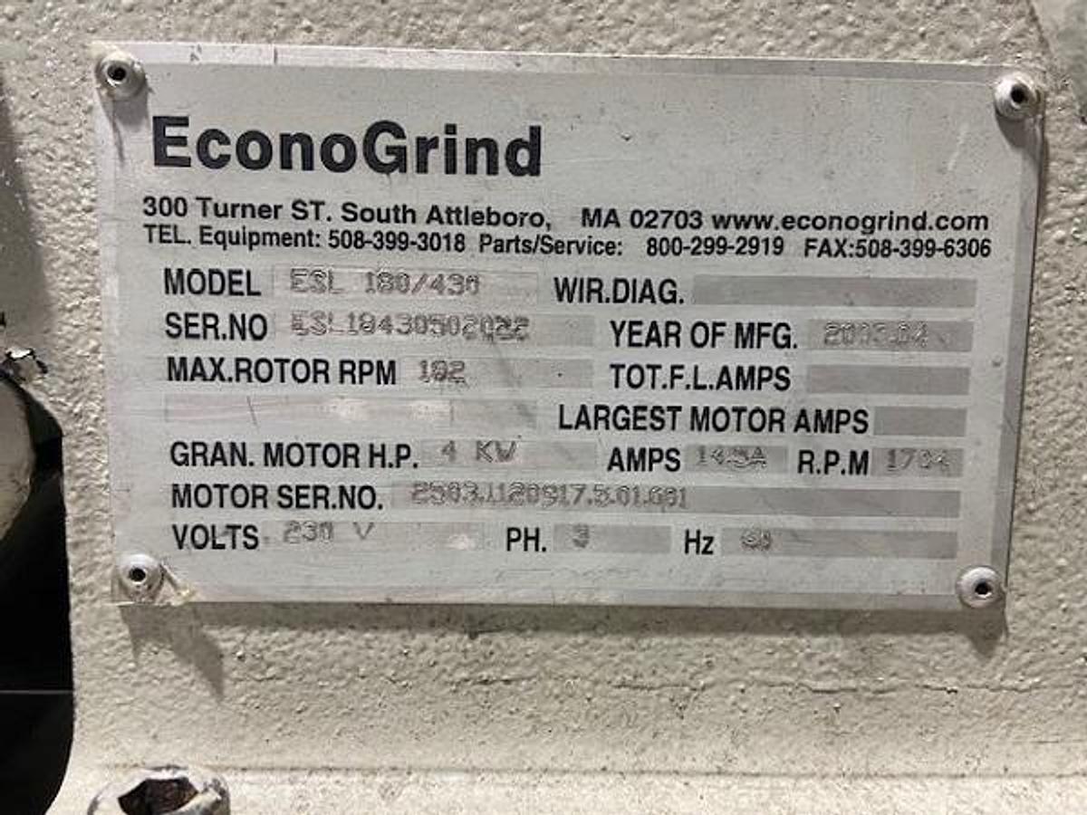 Used Econogrind ESL180/430 Granulator  5.5 HP