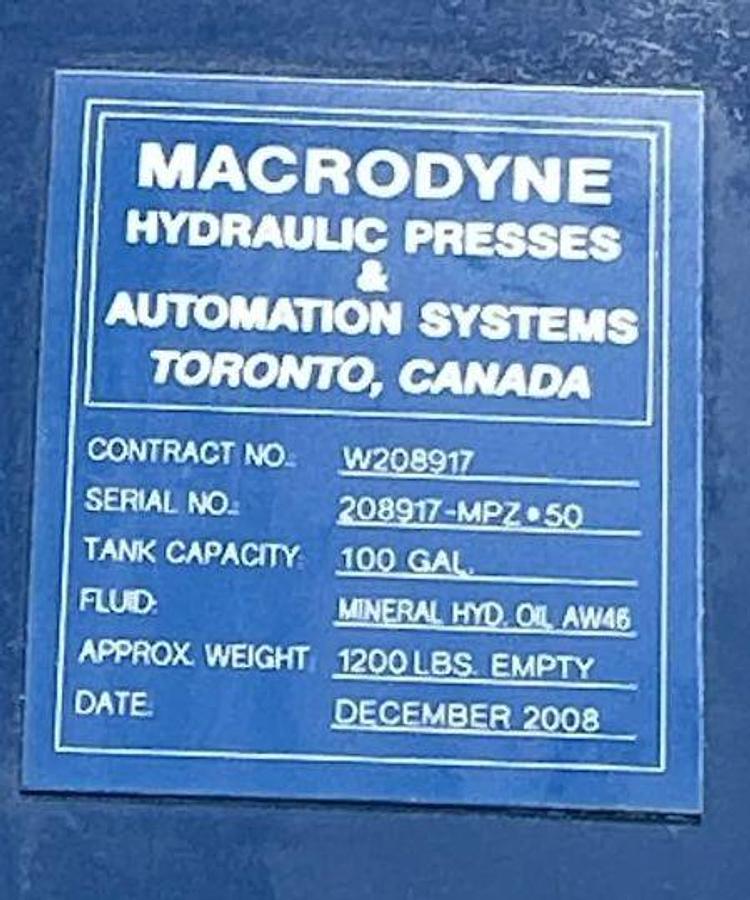 Used 50 Ton Macrodyne 4-Post Hydraulic Press