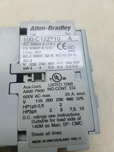 Used ALLEN BRADLEY 100-C12Z*10 SER:A