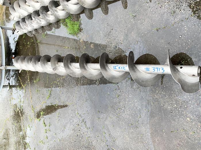 Used Stainless Steel Auger Screw 12" Diameter X 12' Long