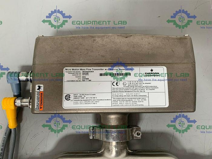 Used Micro Motion FMC Series Mass Flow Sensor w/ Transmitter & 1/2" Sanitary Fitting