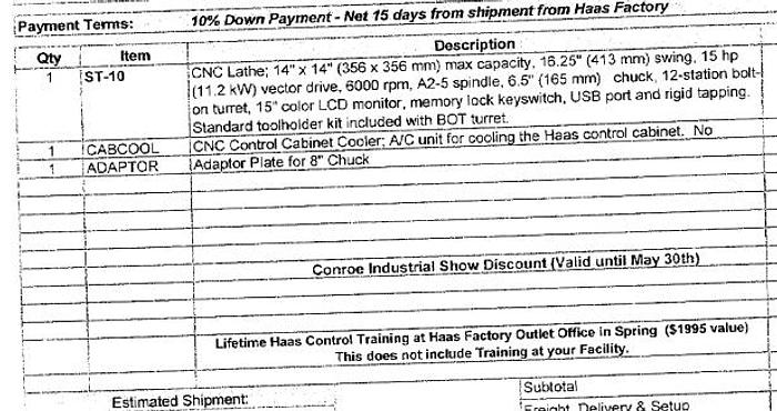 Used 2014 Haas ST-10 Chucker
