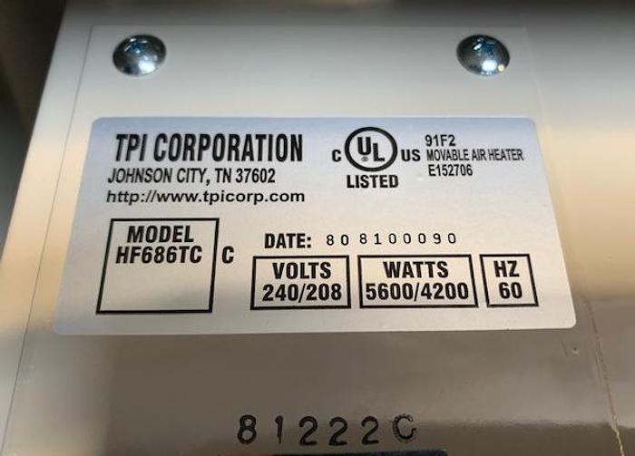 Used TPI Corporation Forced Air Heater HF-686TC