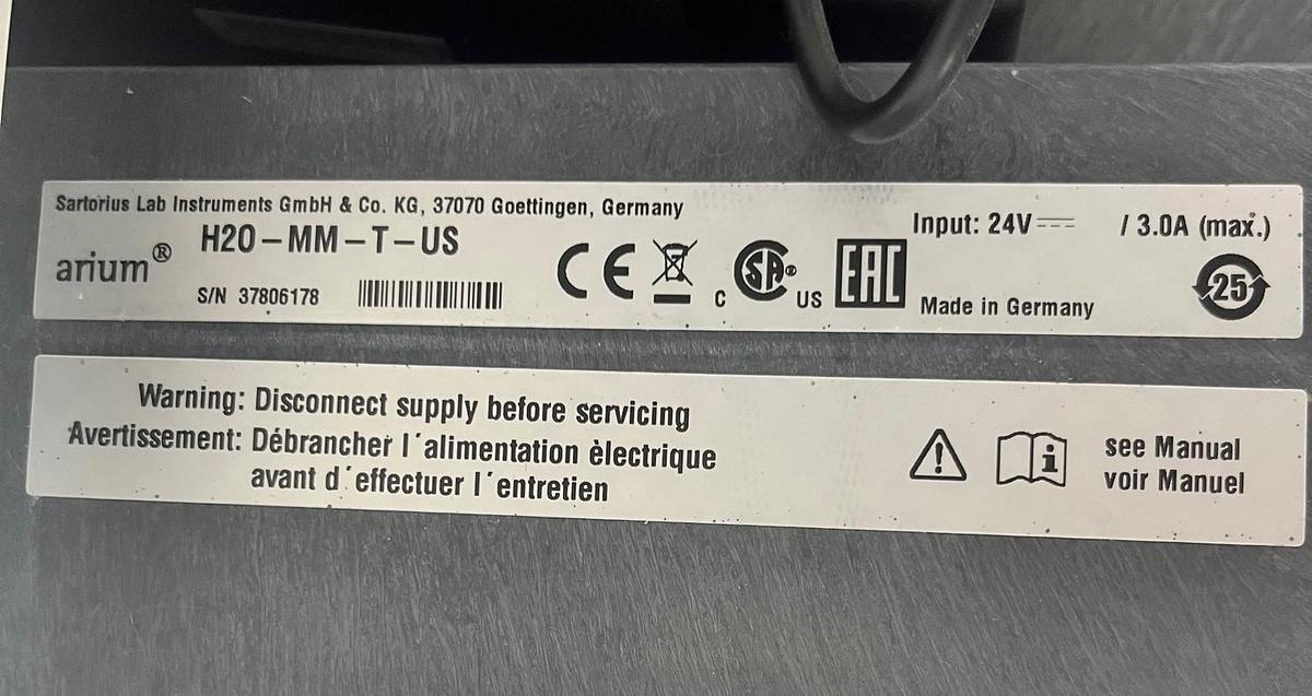 Used Sartorius Arium Mini Ultrapure Lab Water System