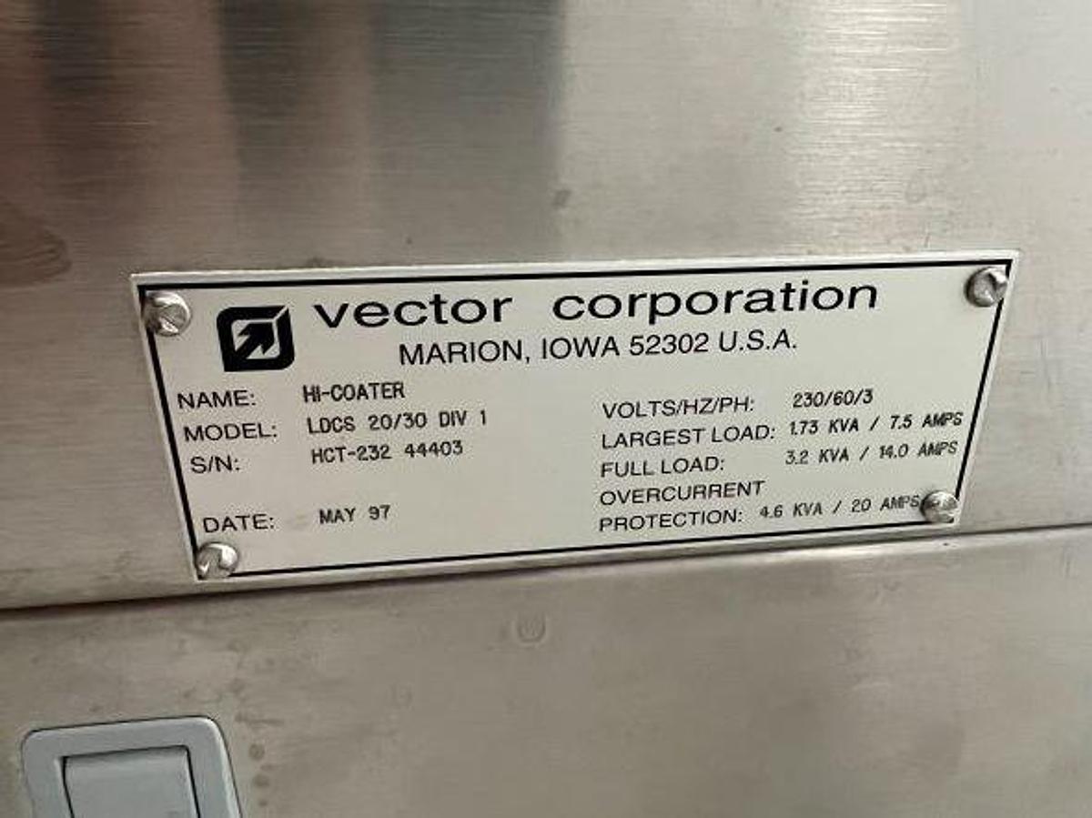 Used Vector LDCS 20/30 Hi-Coater Coating Pan