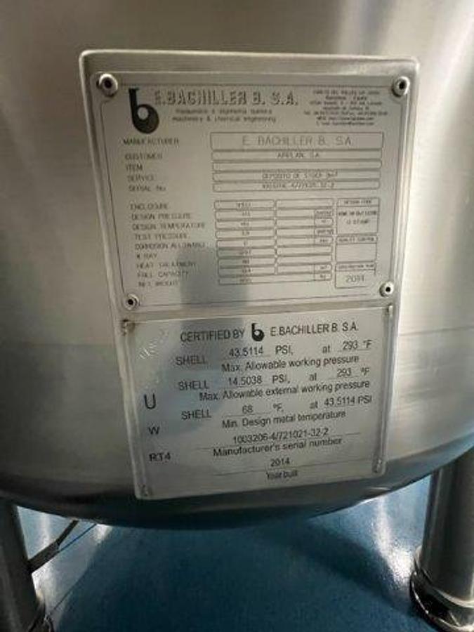 Used Unused Bachiller 9,000L Single Wall Insulated Tank