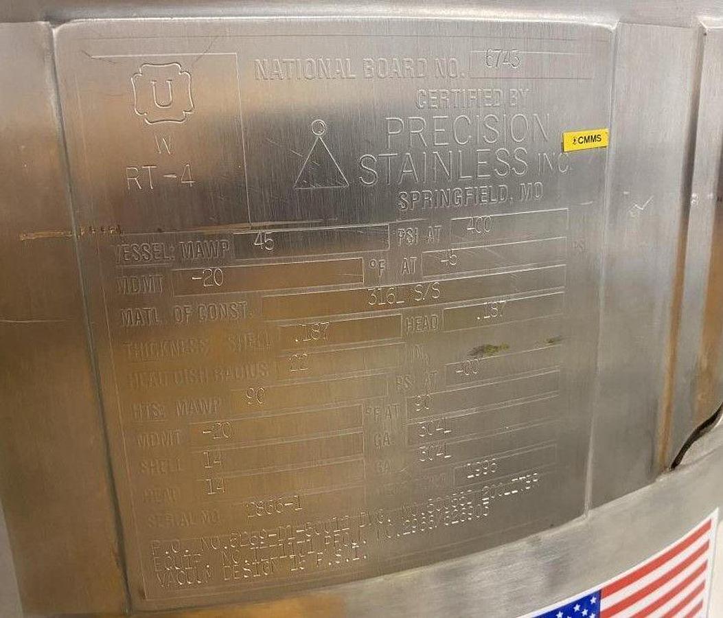Used Precision Stainless 200L Stainless Steel Tank