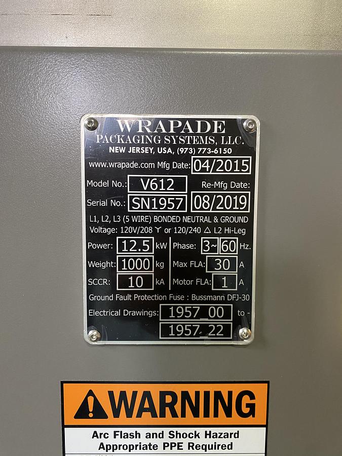 Used Wrapade Model V-612 Vertical Custom Pouch Packaging Machine