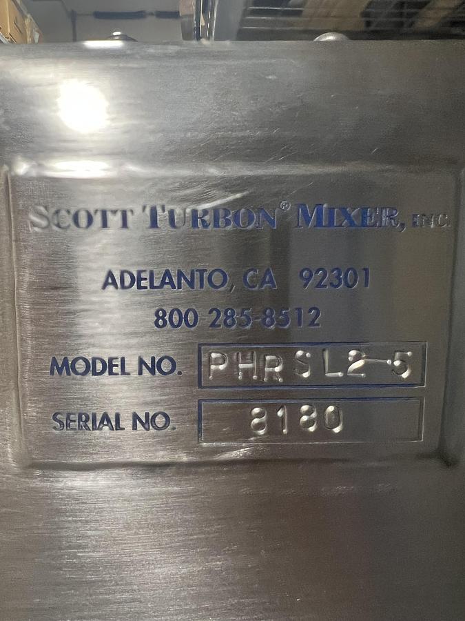 Used Scott Turbon PHRSL2-5 High Shear Mixer