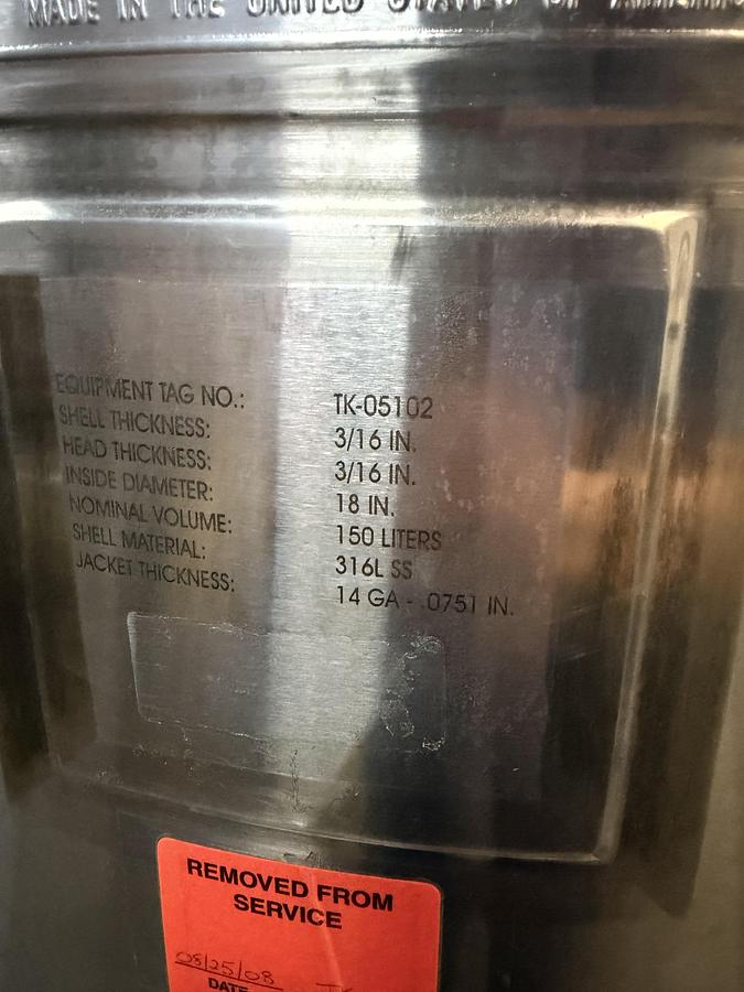 Used Feldmeir 150L Jacketed Mixing Tank