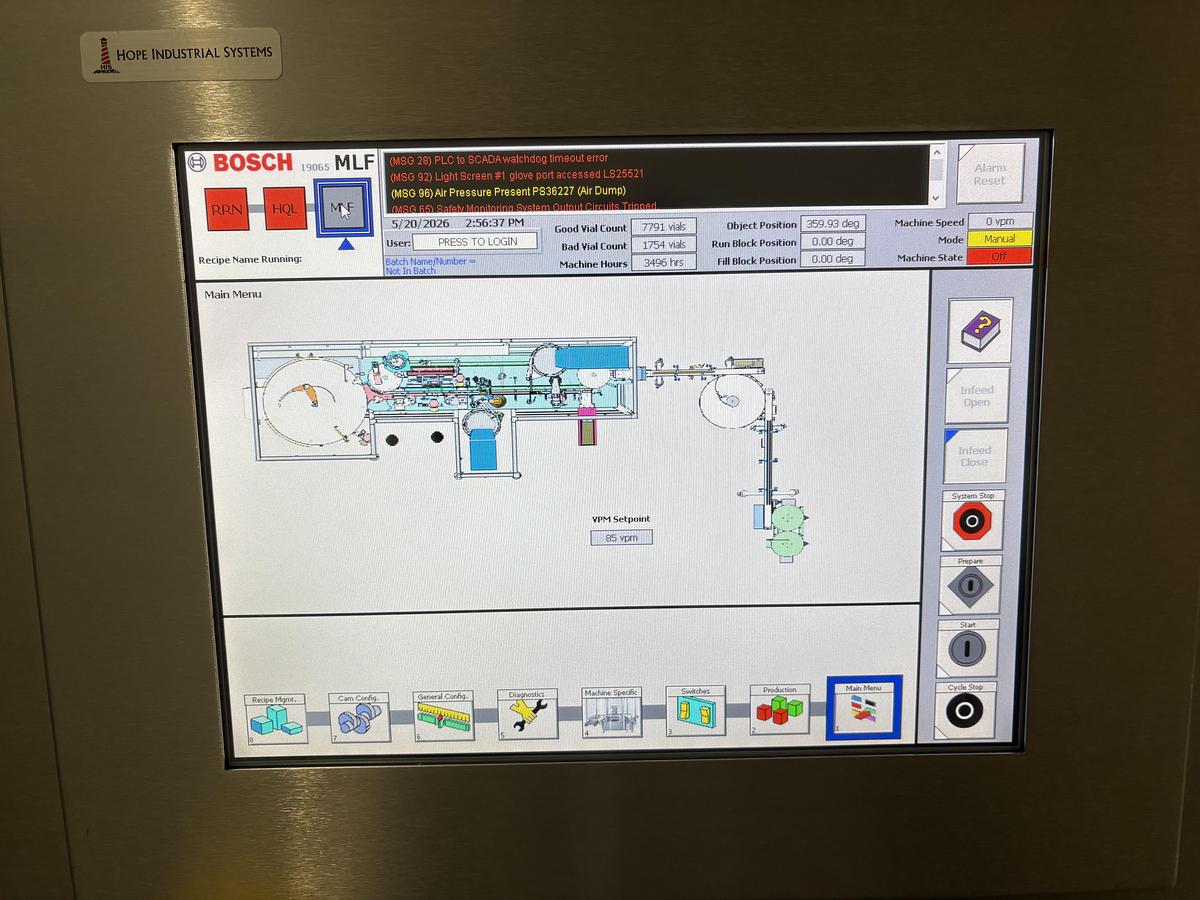 Used Bosch Vial Filling & Sealing Line