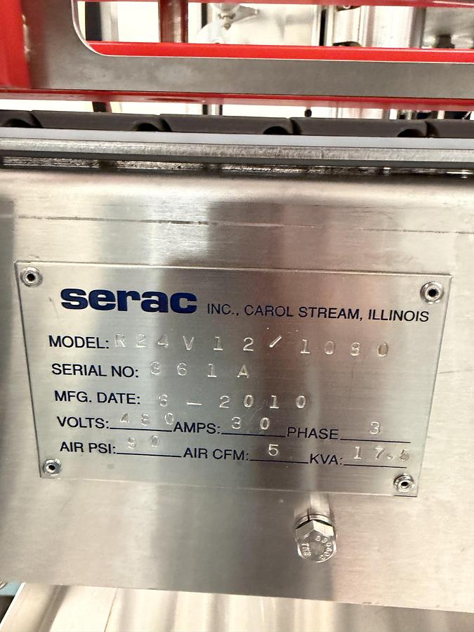 Used Serac Model R24V12/1080 Monobloc Rotary Bottle Filler/Capper