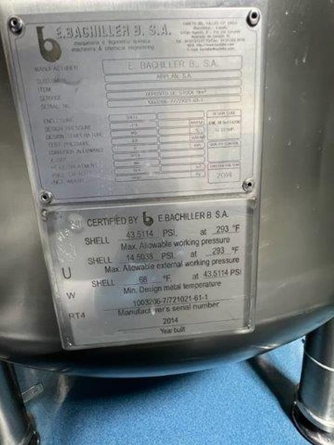 Used Unused Bachiller 9,000L Single Wall Insulated Tank