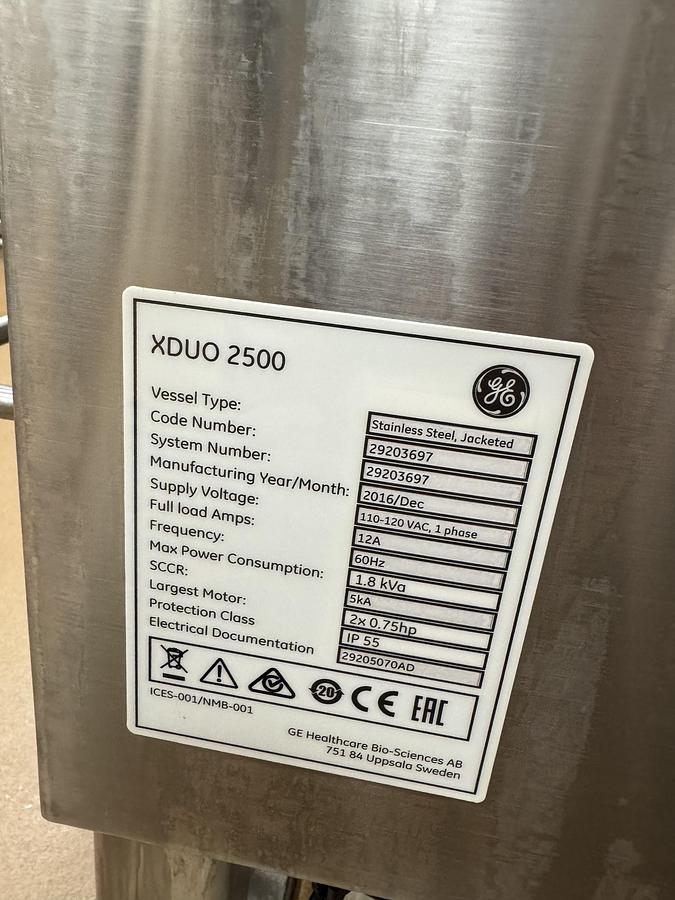 Used Xcellerex XDUO 2,500L Jacketed Single Use Mixer