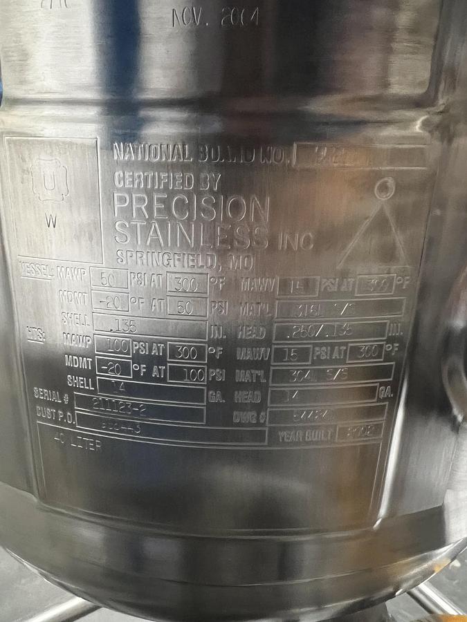 Used Precision Stainless 40L Jacketed Mixing Tank