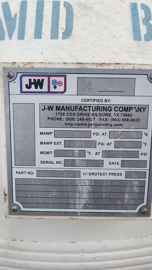 Used 48" 5500 PSI CNG Spheres by JW Power