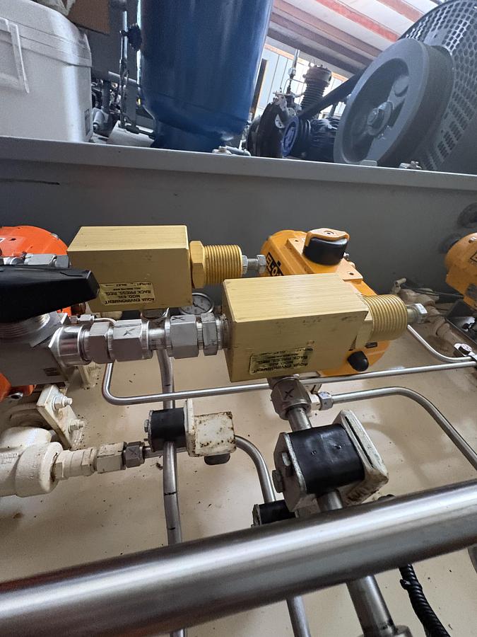 Used Trillium CNG Fast-Fill Priority Panel System — 6 Valve Main Priority Panel with Bettis Yellow Actuators + 4 Valve Storage Management Controller with Allen-Bradley POINT I/O 1734-AENTR