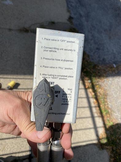 Used 12 foot CNG Dispensing Hose Valve and Nozzle for 3600 PSI vehicles