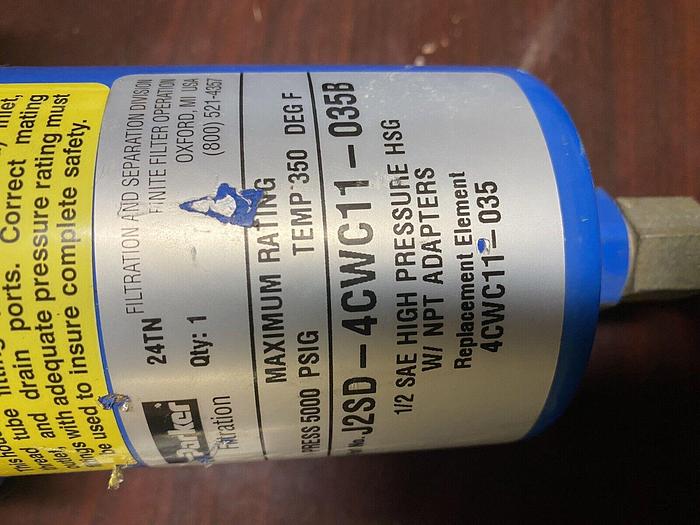 Used Parker High Pressure Coalescing Filter Housing J2SD-3PWC11-035B NOS